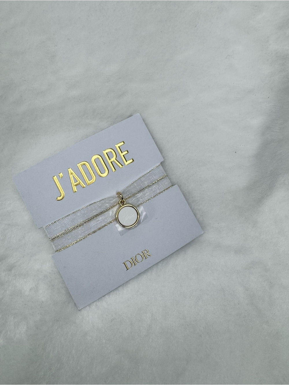 Dior Gold Chain Necklace with White Circular Pendant